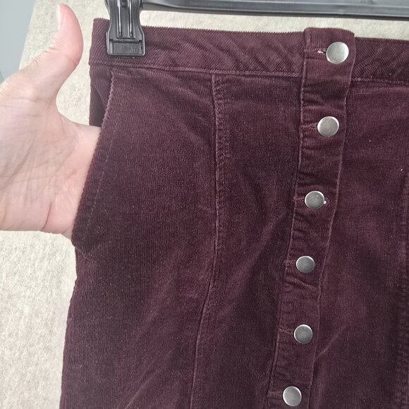 Maurices Burgundy Corduroy Button-Front Mini Skirt - Picture 4 of 8